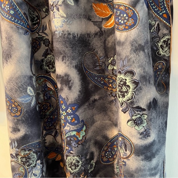 Beautiful tie dye/floral/paisley pattern faux suede wrap coat jacket size L - Picture 12 of 13